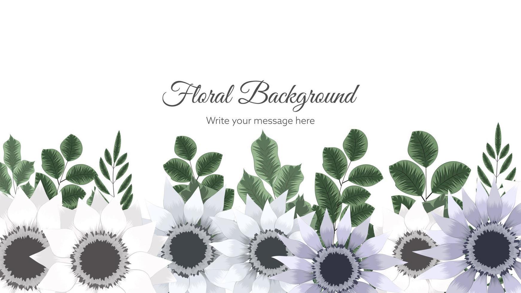 Horizontal floral banner background decorated with flowers border vector