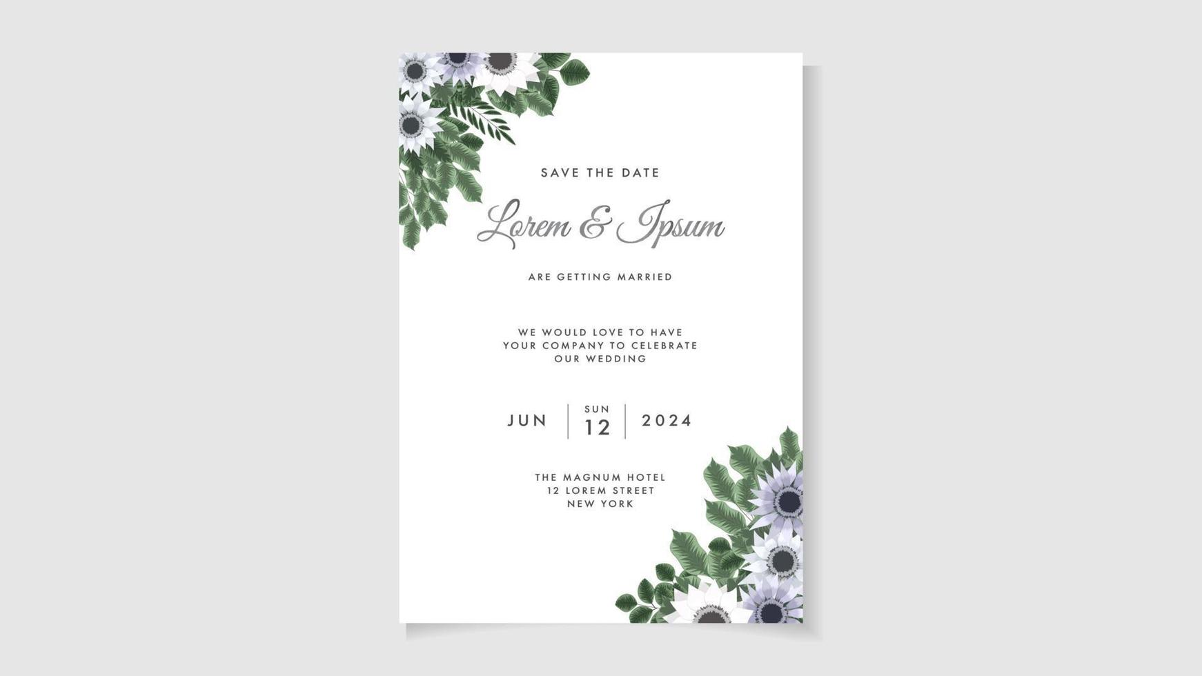 Flower marriage wedding invite card flower Save the date RSVP thanks vector