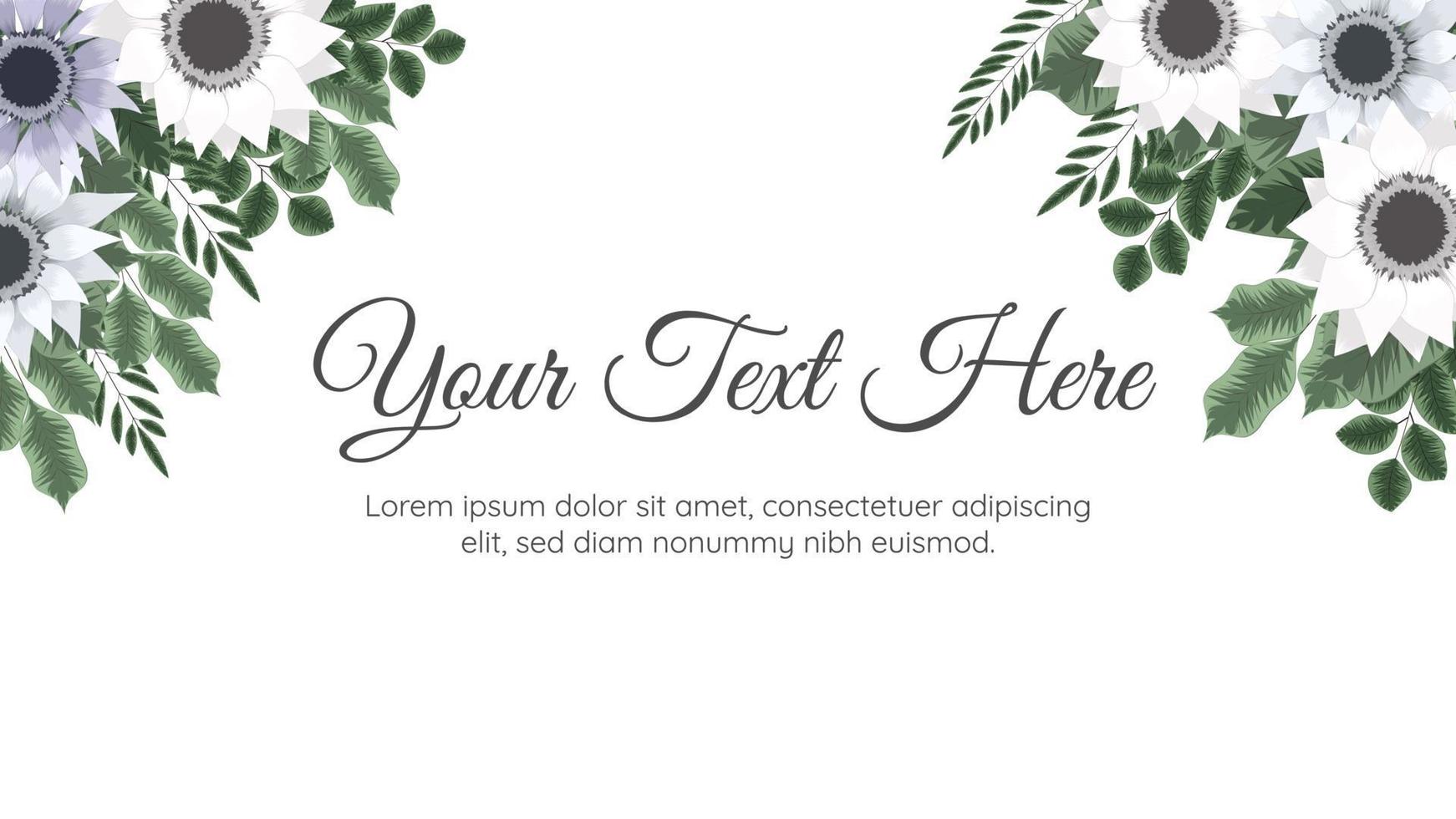 Vector horizontal flower Floral banner background with text place.