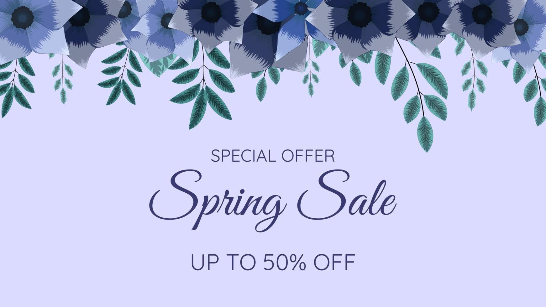 Spring Sale banner, season floral discount poster with flowers vector