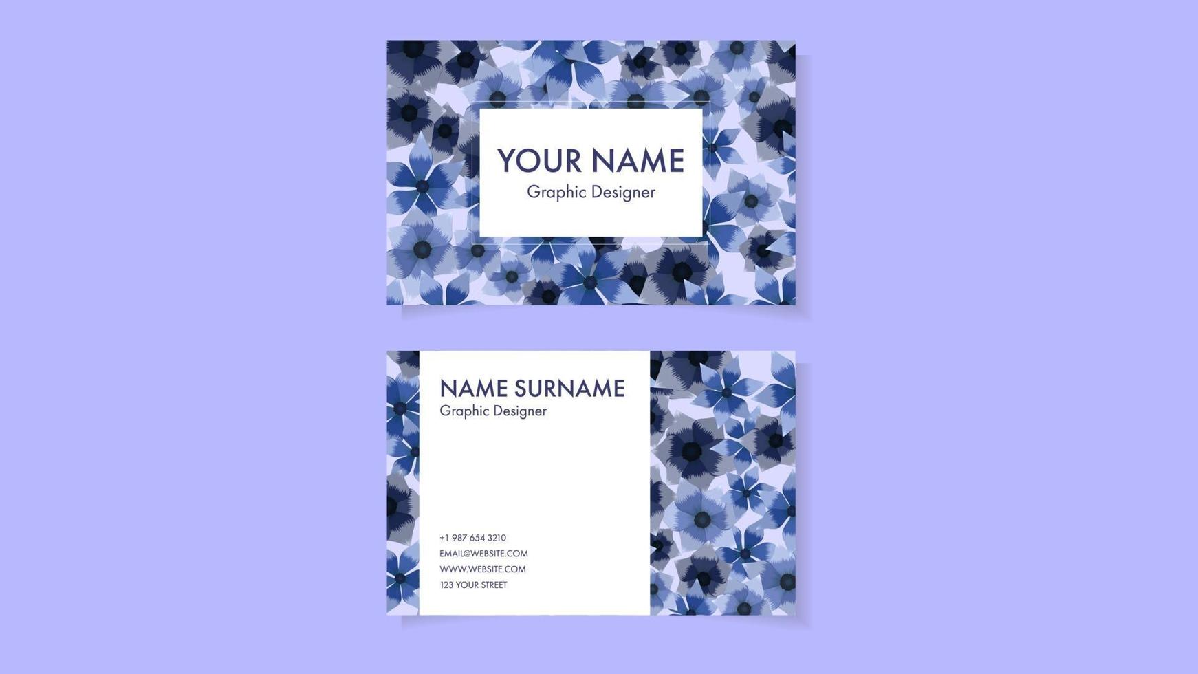 Business Card with flower design beautiful style floral Visiting Card vector