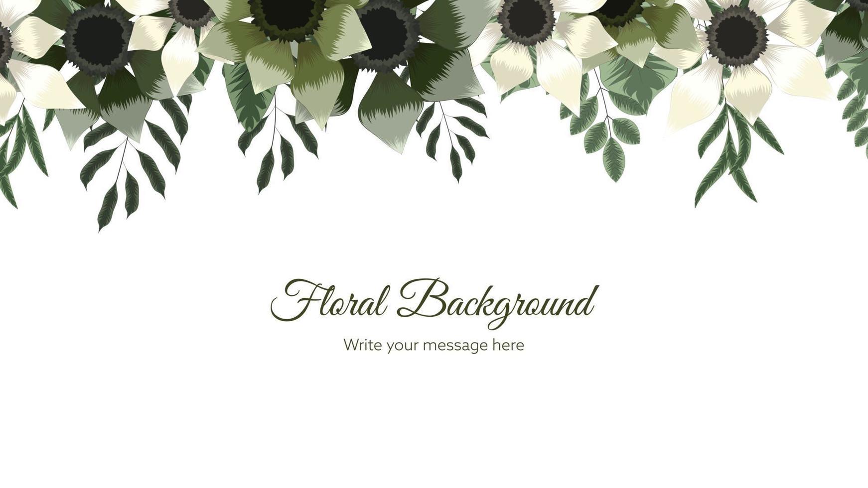 hermosa plantilla de fondo de marco floral con flores de naturaleza suave, vector