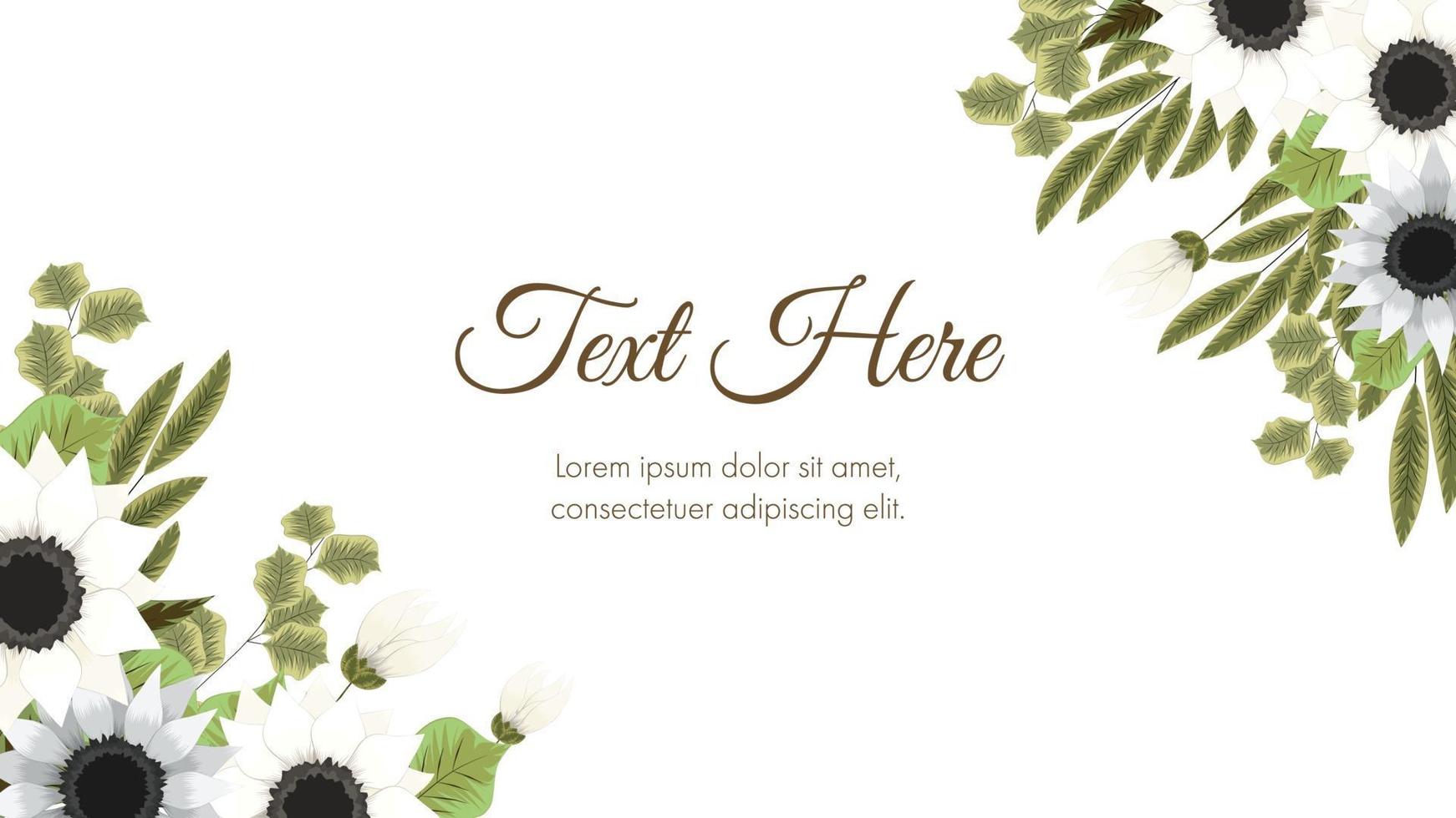 Vector floral botanical banner background cute blossoming flowers.