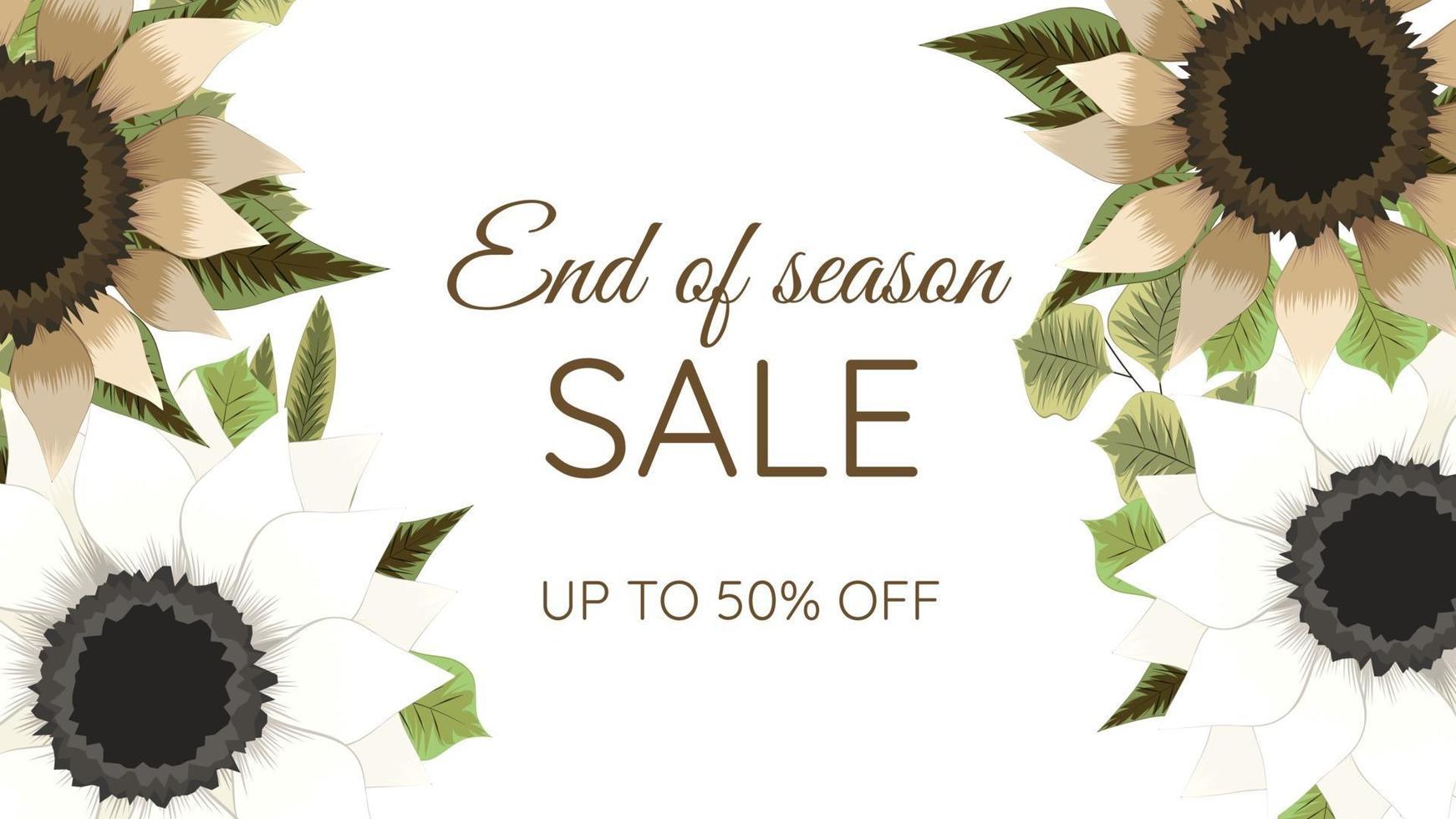 End of Season Sale Trendy banner Floral Flowers for weekend, holiday vector