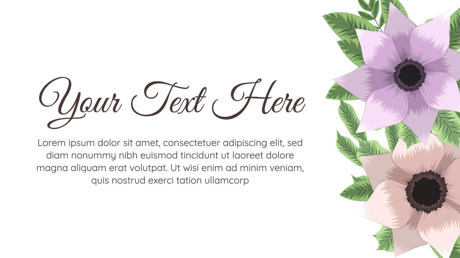 Blooming flower floral background template with place for your text vector