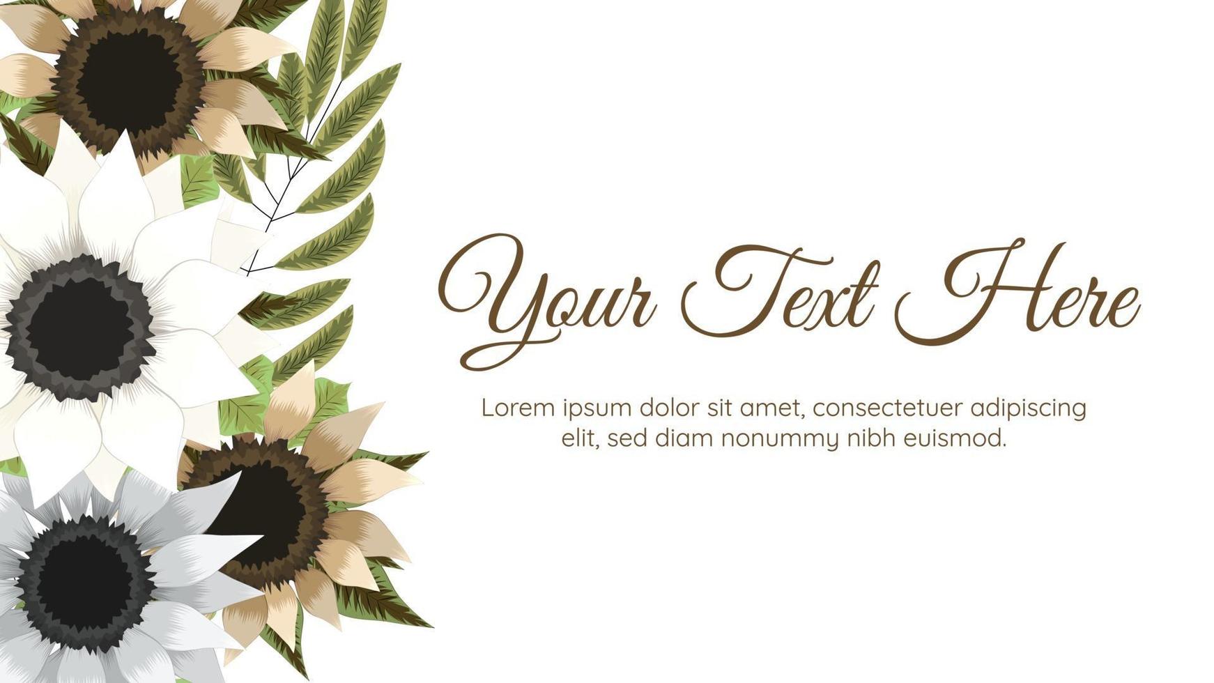 Beautiful floral frame background template with soft nature flowers, vector