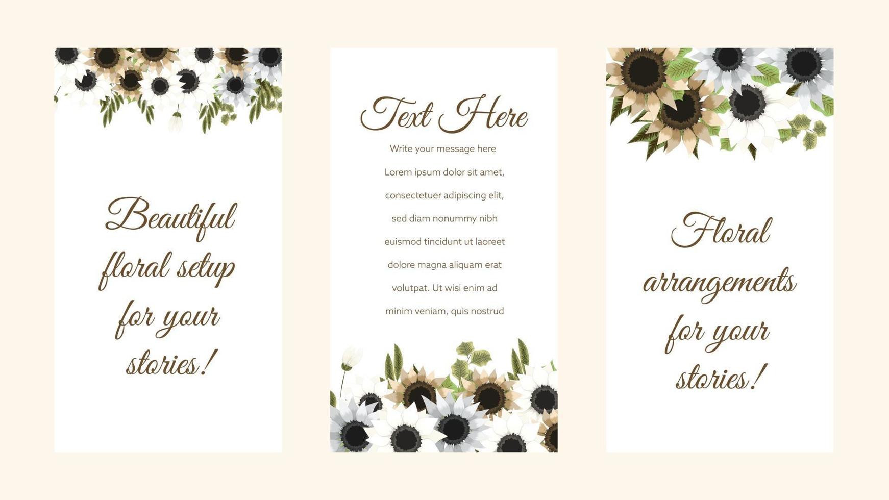 Editable Story background template in flower design for Stories Reels vector