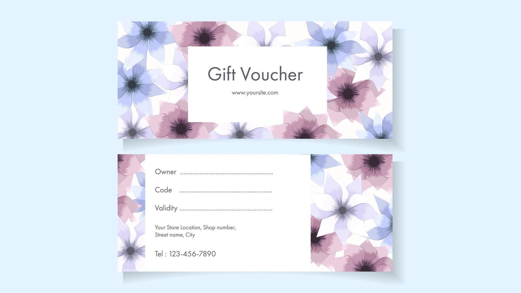 Two sides Abstract creative floral Gift voucher certificate offer. vector