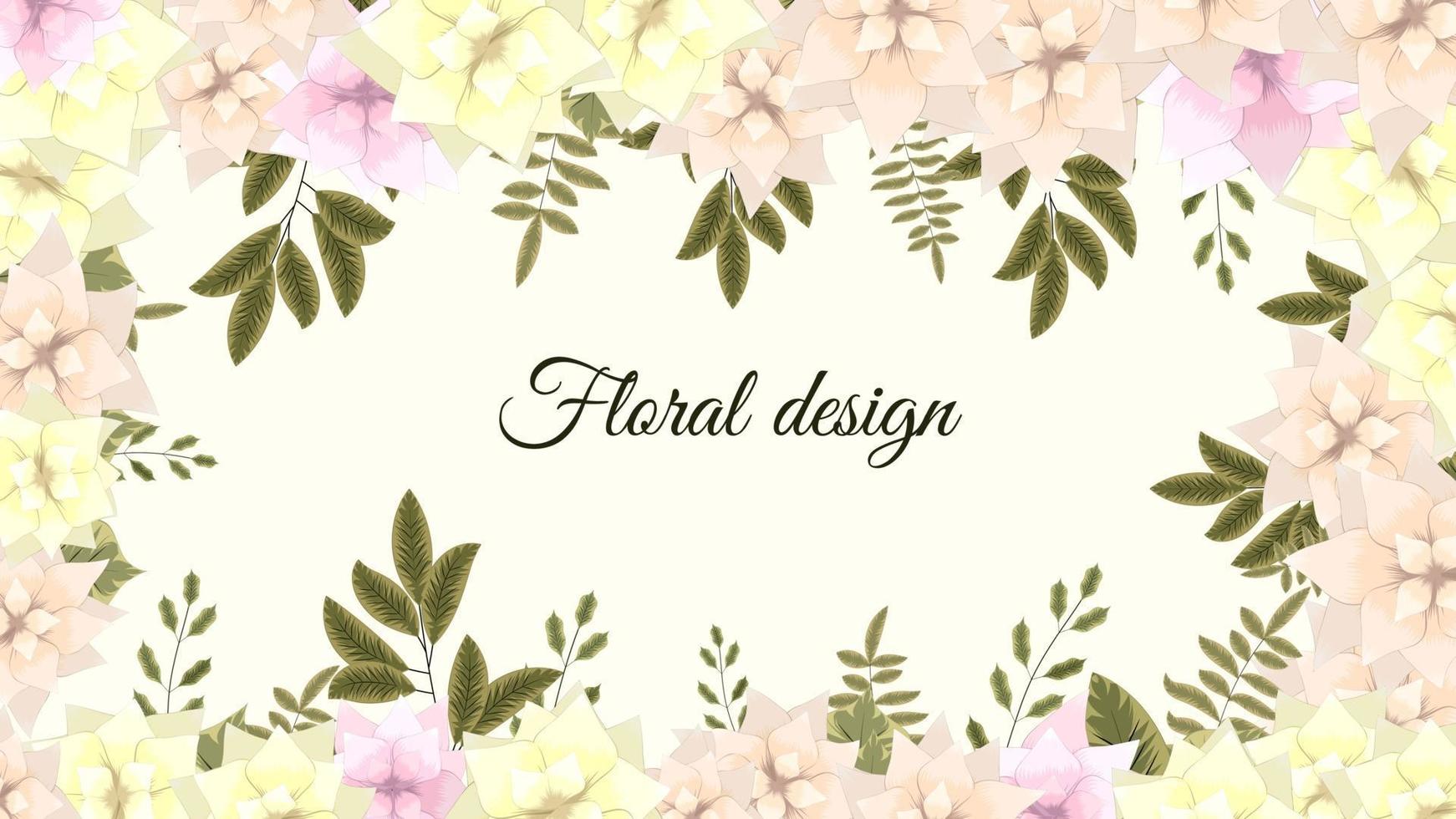 Fondo de banner floral de flor horizontal de vector con lugar de texto.