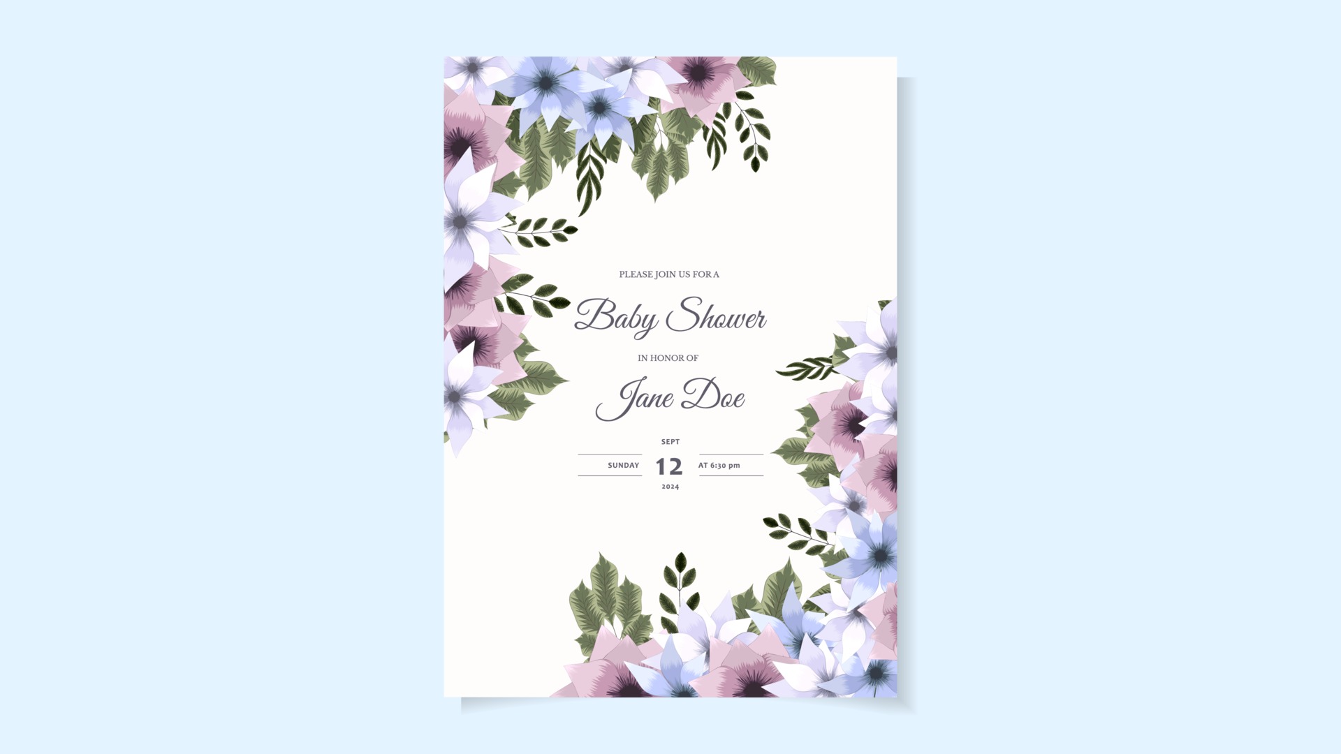 Baby Shower floral Invite Card for baby boys or girls. cute flowers 3300785 Vector Art at Vecteezy Baby Shower floral Invite Card for baby boys or girls. cute flowers 3300785 Vector Art at Vecteezy