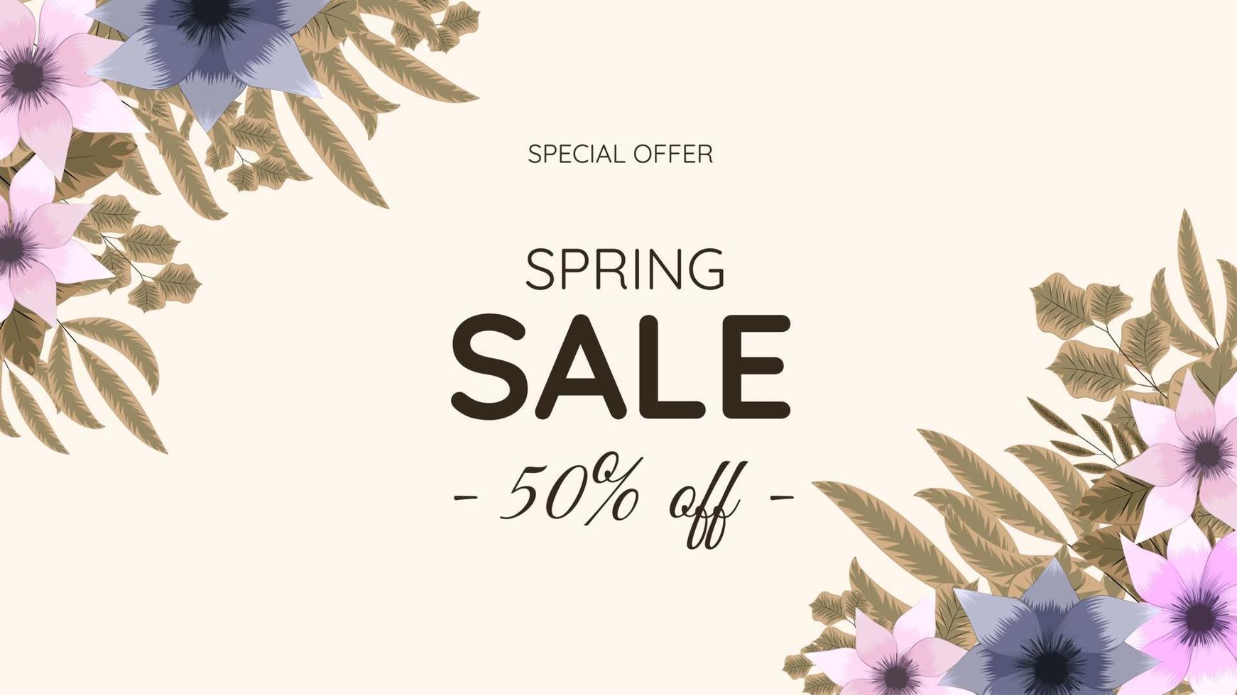 Abstract Natural Spring Sale floral Background social media promotion. vector