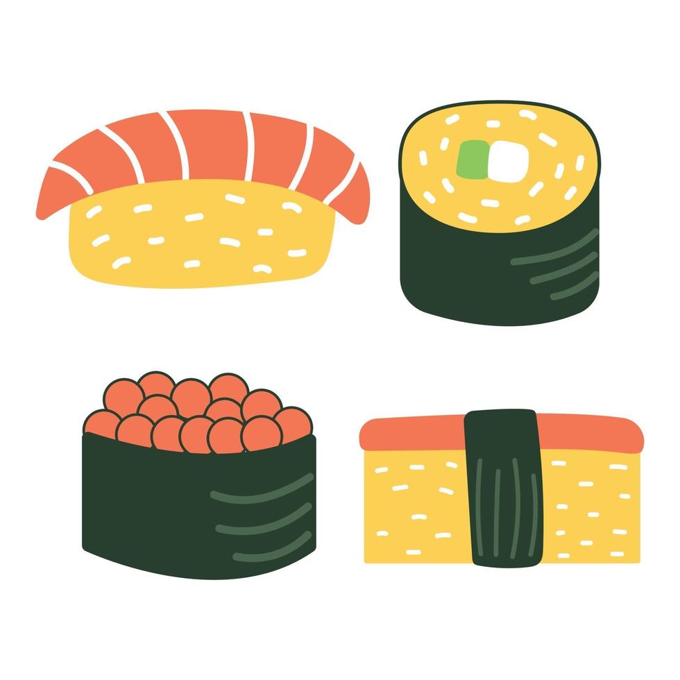 Set of sushi, flat illustration. vector