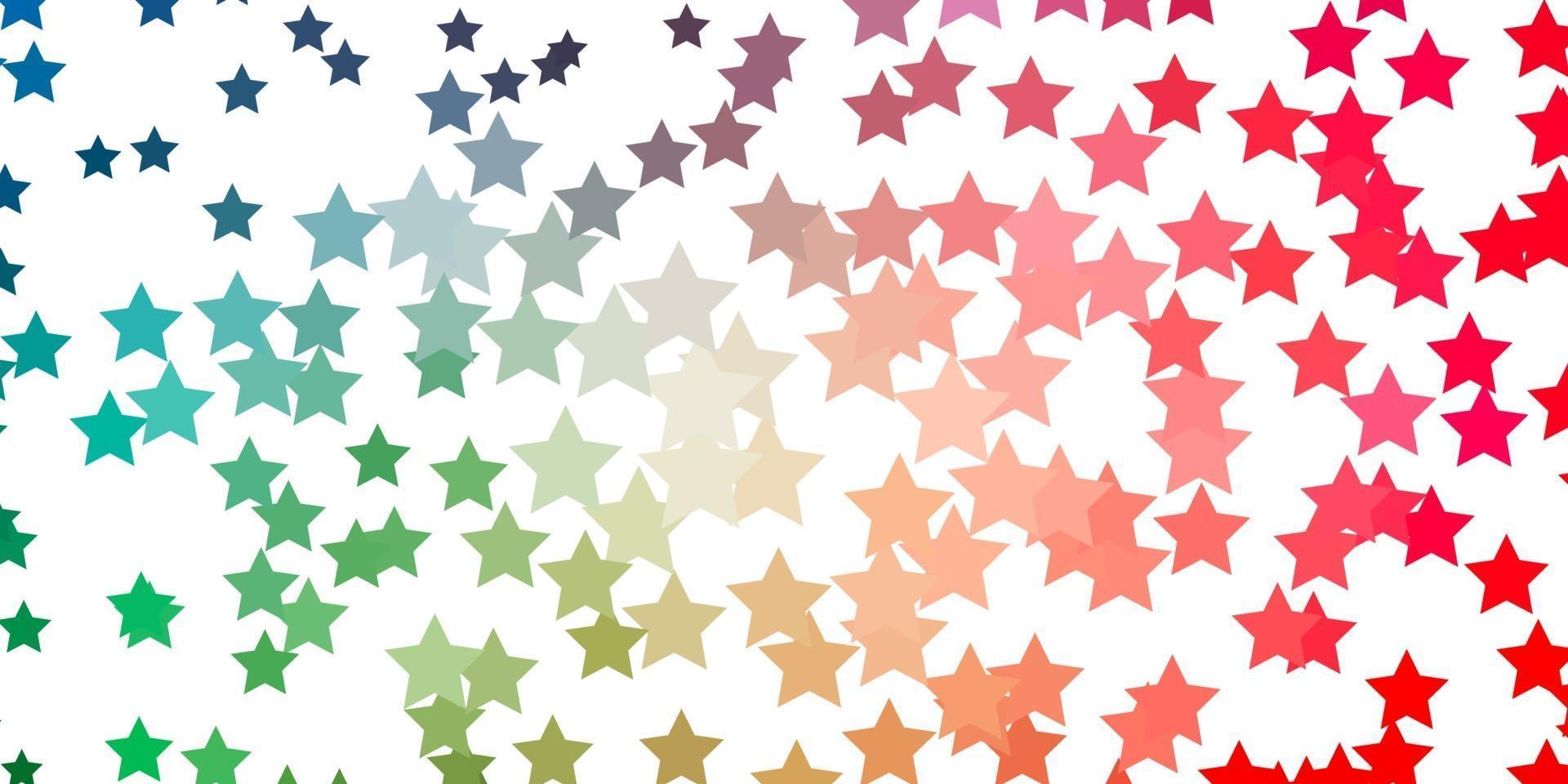 Light Green, Red vector background with colorful stars.