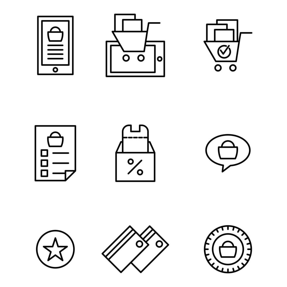 ecomerce online set icon diseño estilo cinco vector