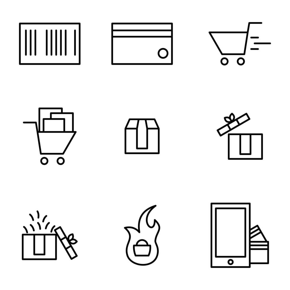 ecomerce online set icon design style two vector