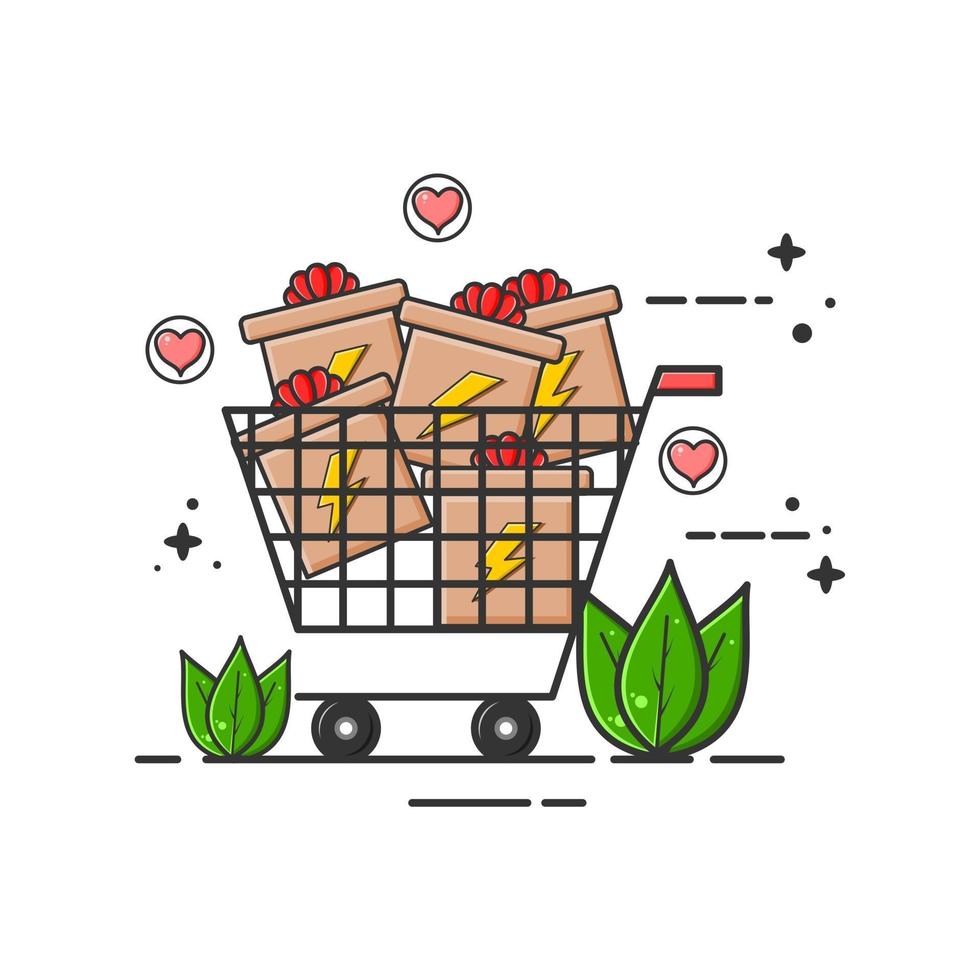 amor shoping ilustración diseño plano vector