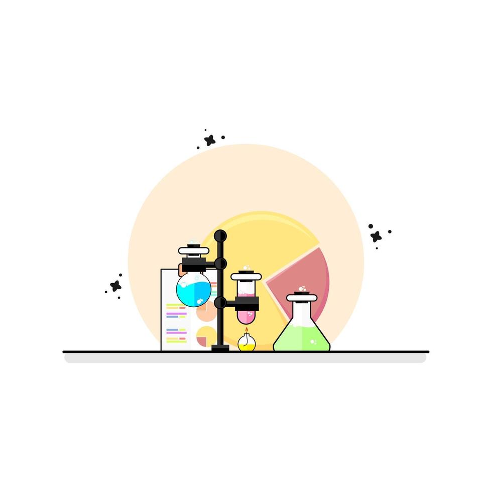 laboratory chemical research with elements diagram document vector