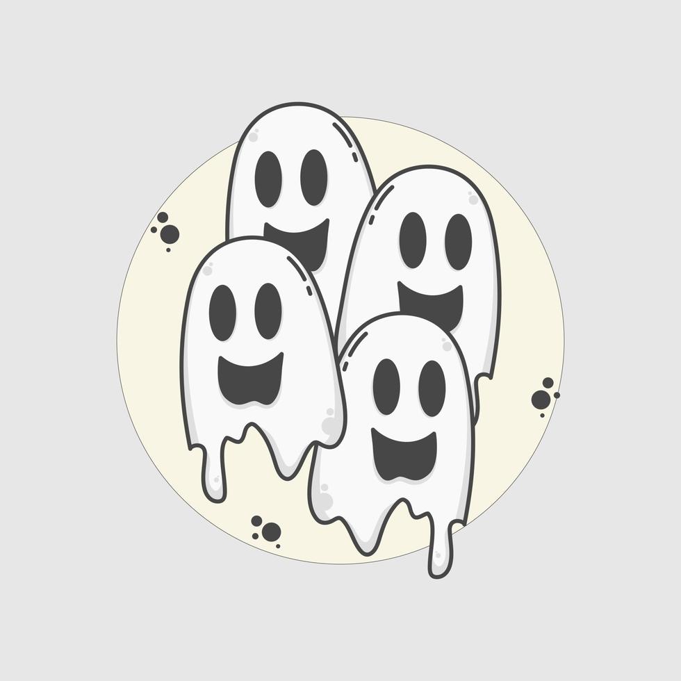 ilustración de cuatro fantasmas para la celebración de halloween vector