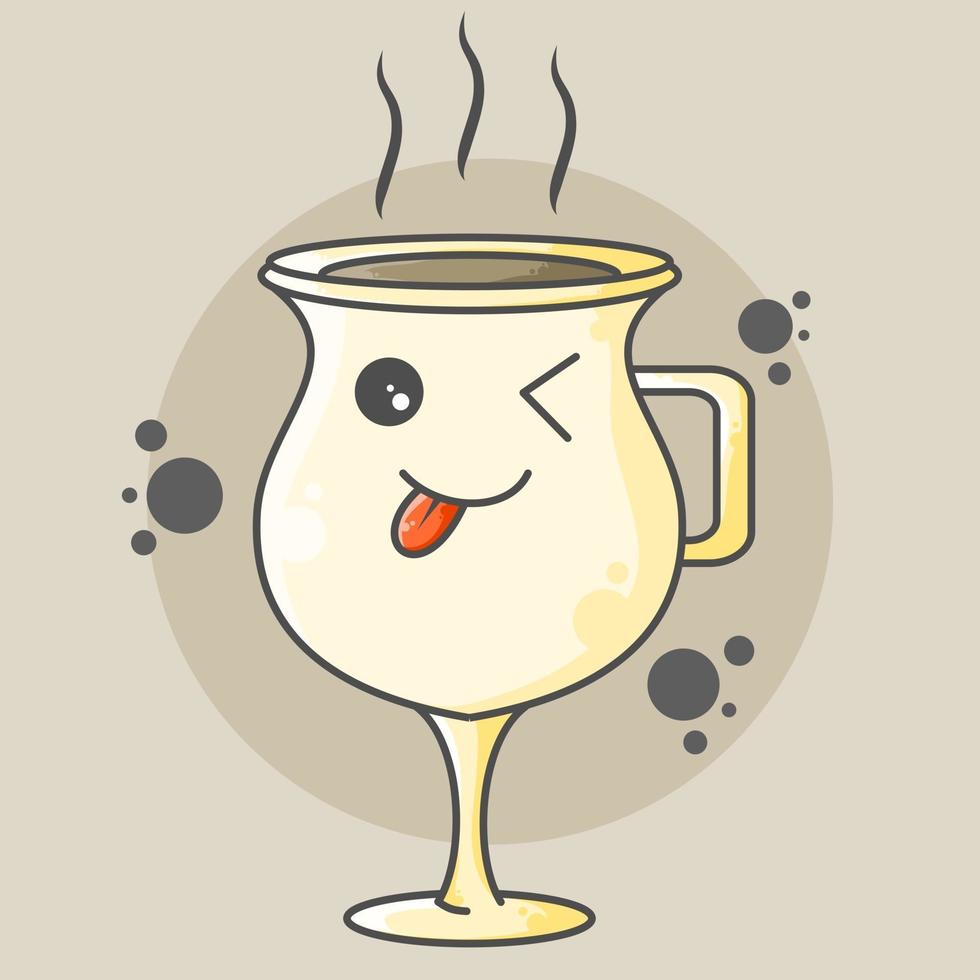 lindo personaje taza de café ilustración estilo nueve vector