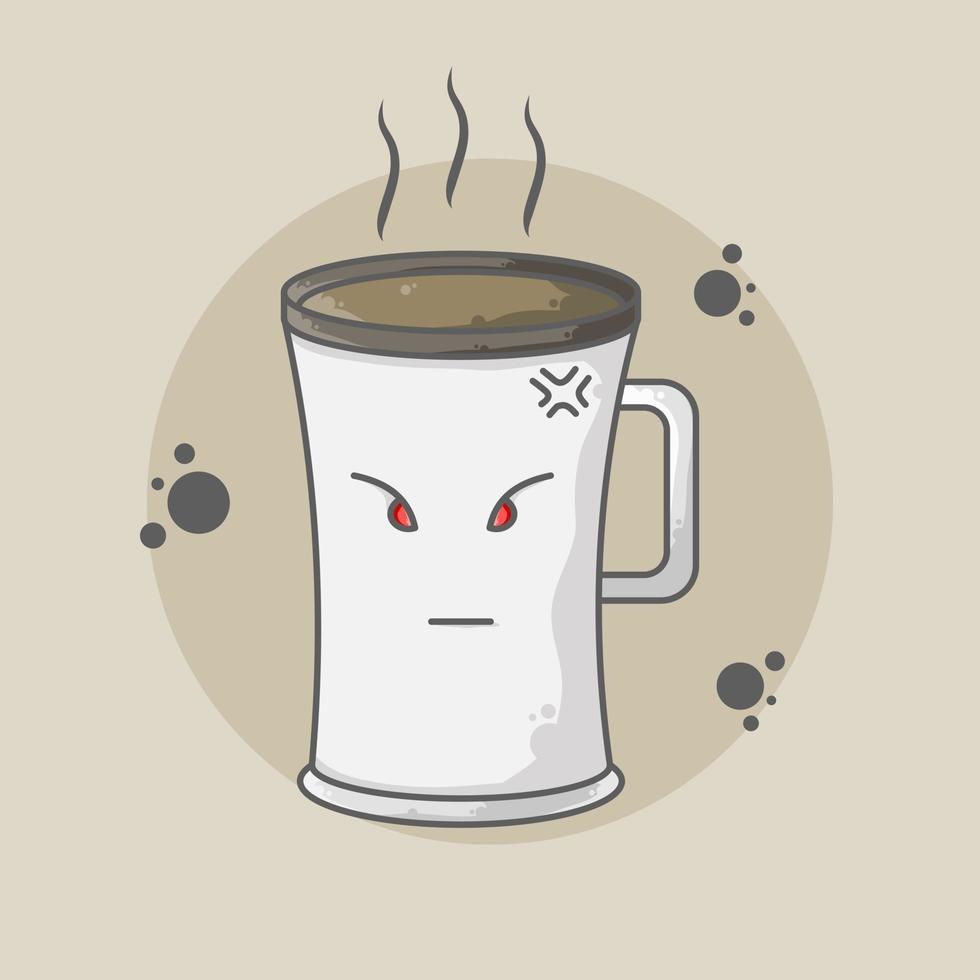 lindo personaje taza de café ilustración estilo tres vector