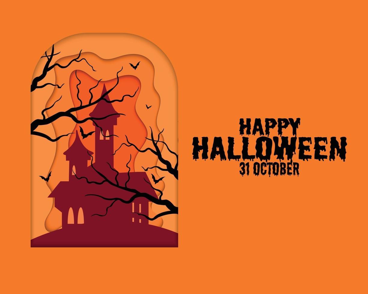 Happy Halloween Castle Headstone Paper vector