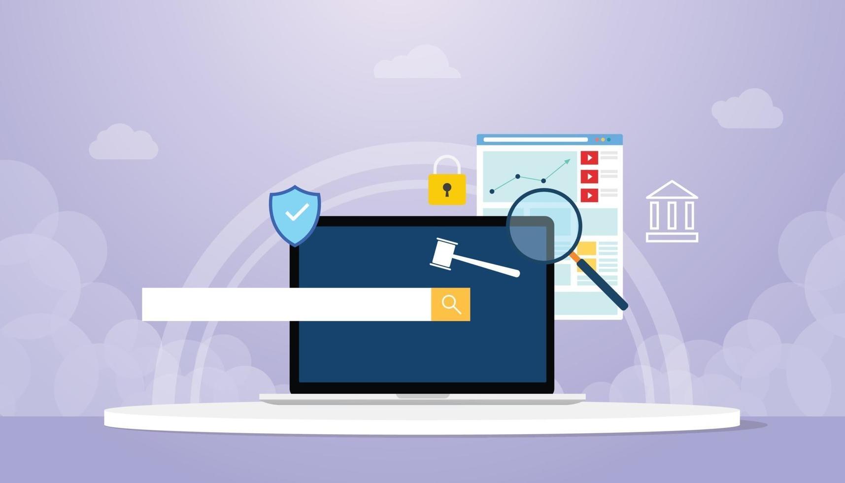 domain authority concept with laptop and searching sign symbol vector