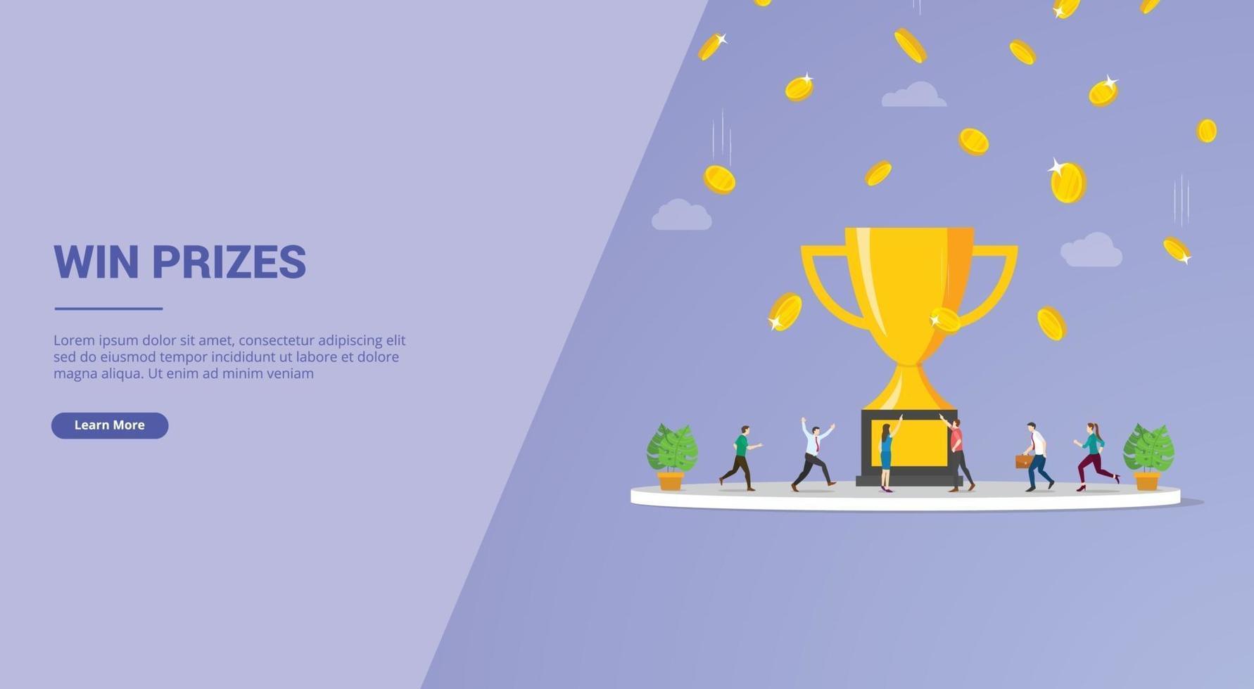 premio en efectivo o ganar el concurso de dinero en efectivo para la plantilla del sitio web vector