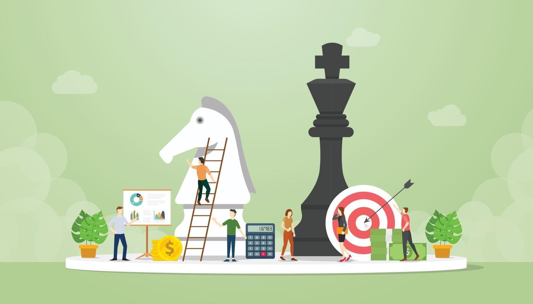 smart business strategy concept with chess pawn with goals vector