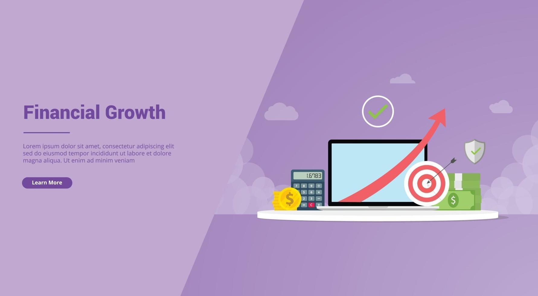 income increase or financial growth for website template vector