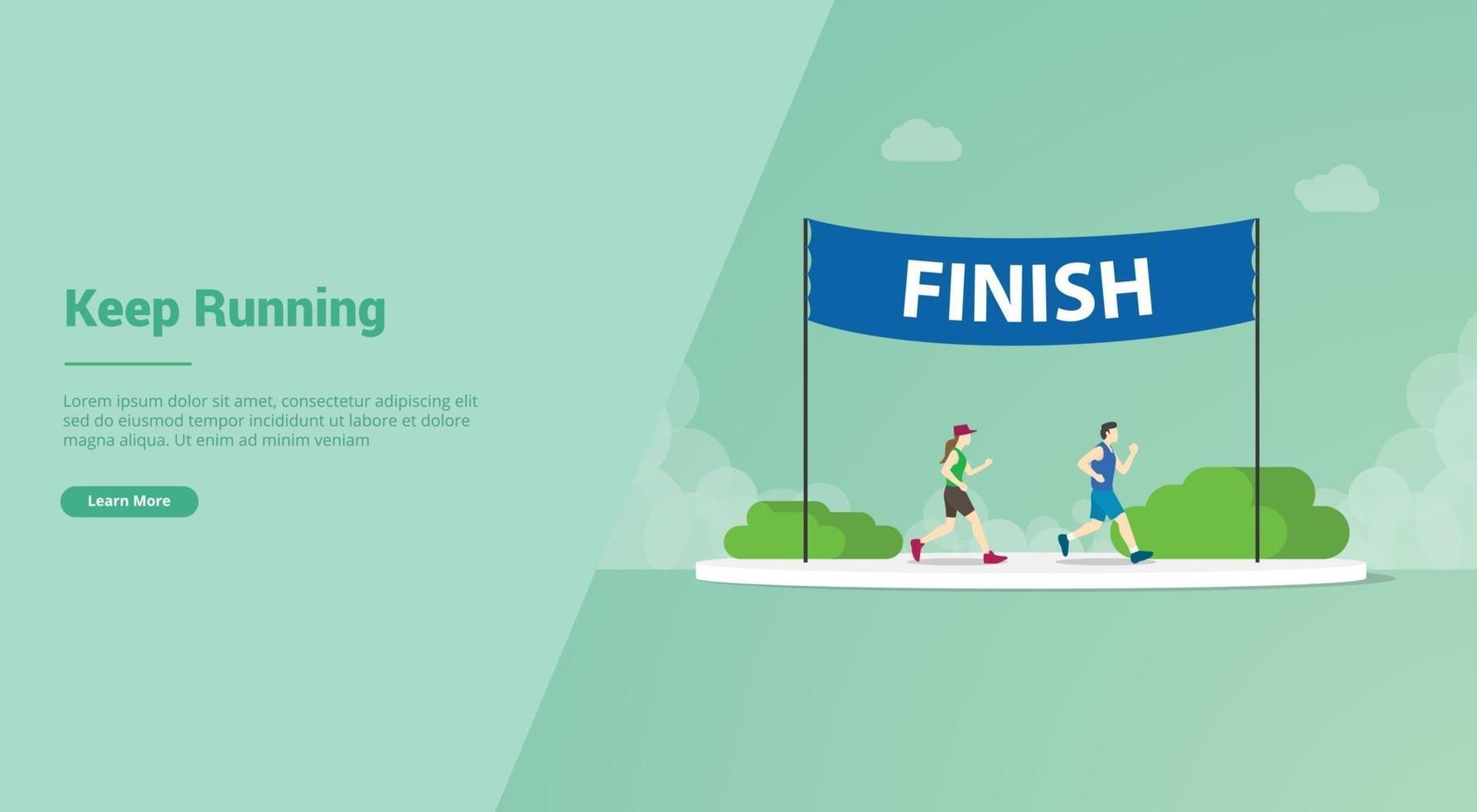 marathon running with keep running title and finish banner vector