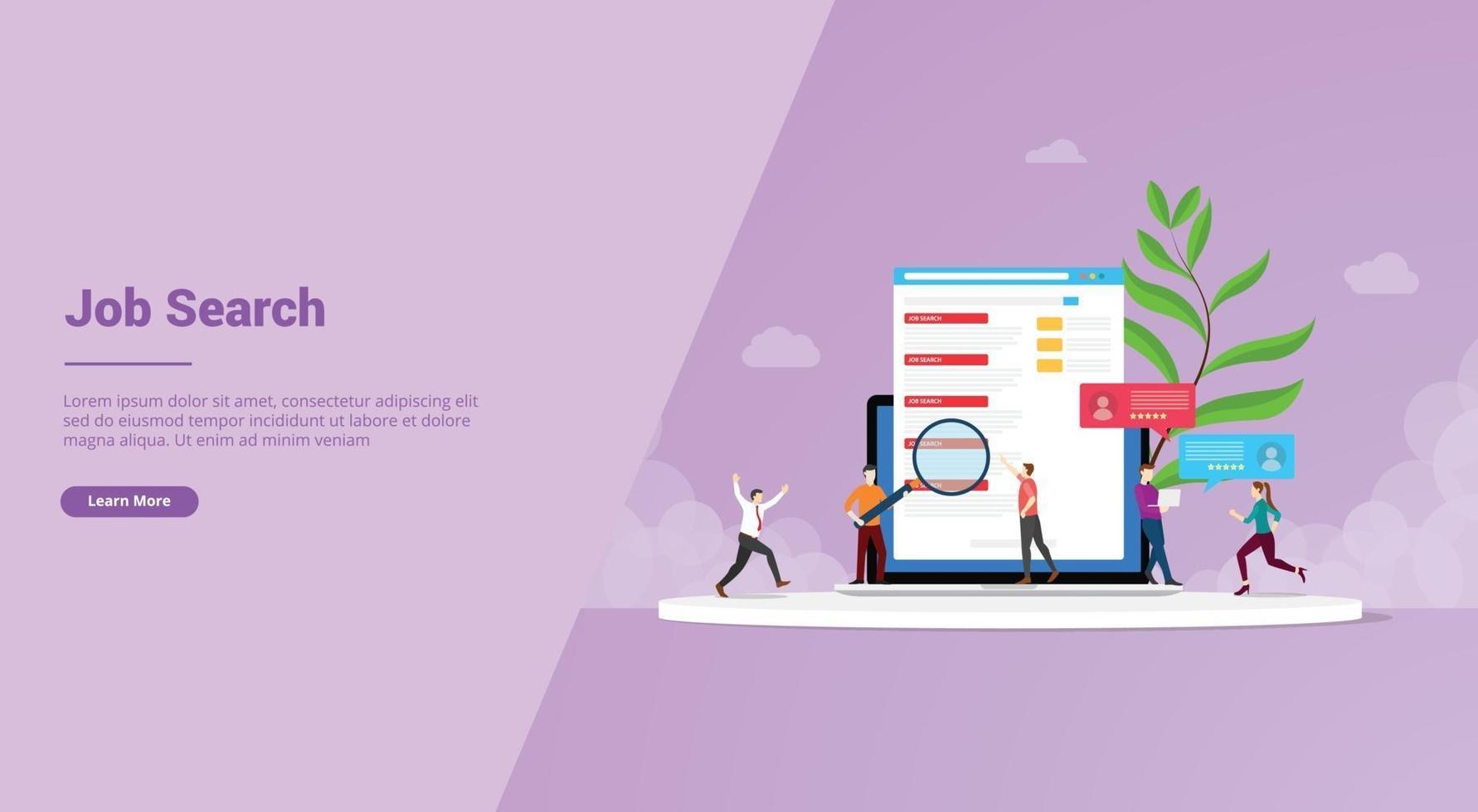 job hunting or search online on browser for website template vector
