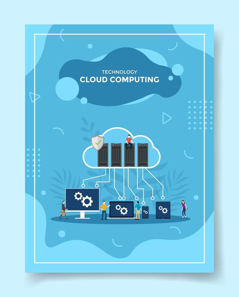 technology cloud computing people around server vector