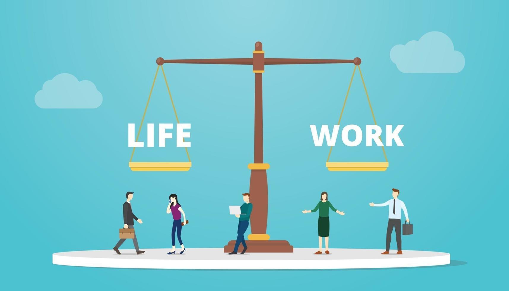 work life balance on scale concept with modern flat style vector