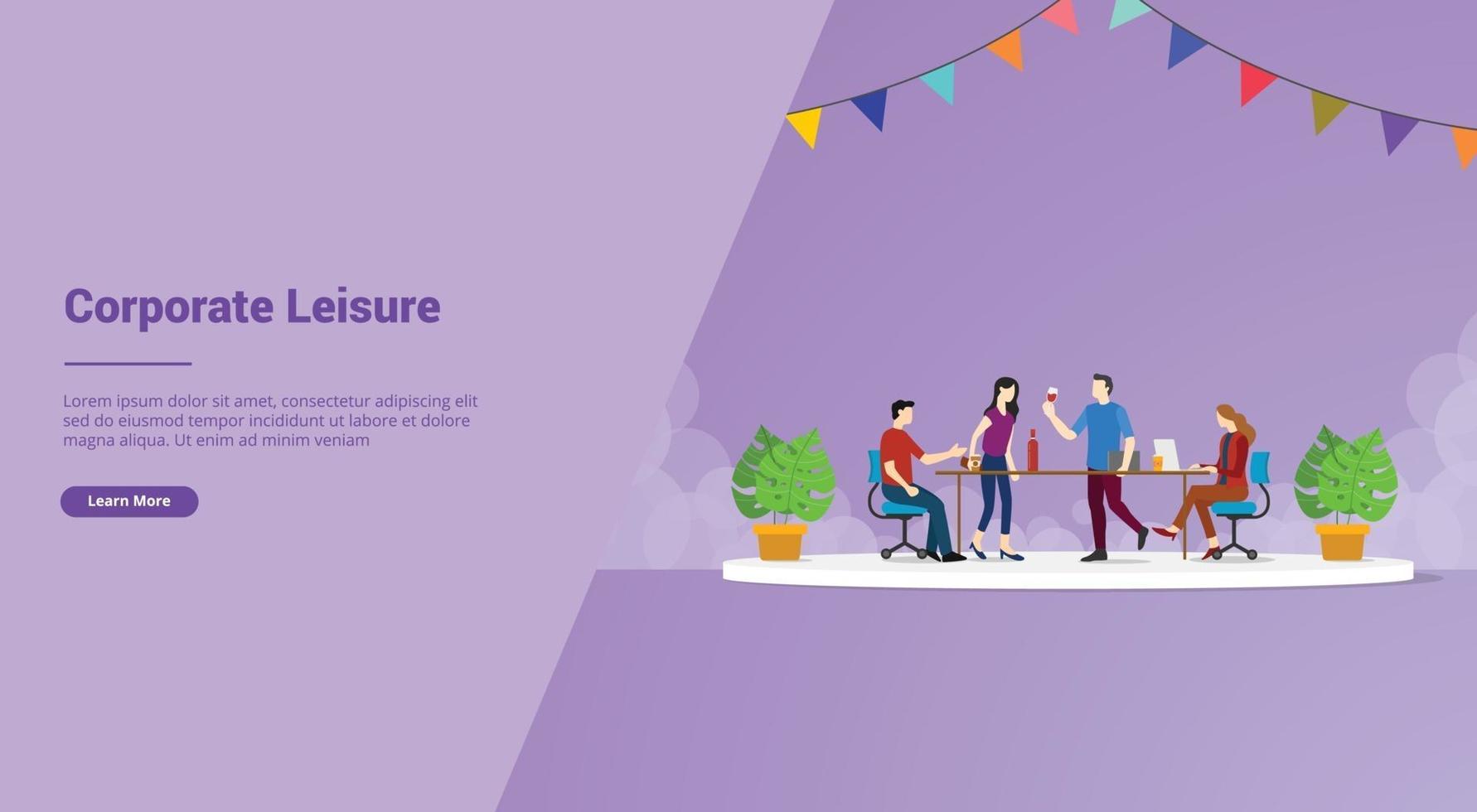 corporate leisure or company party success for website template vector