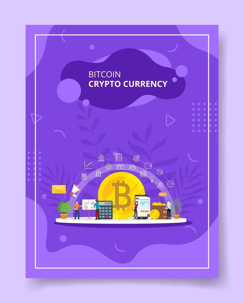 bitcoin crypto currency people standing around bitcoin vector