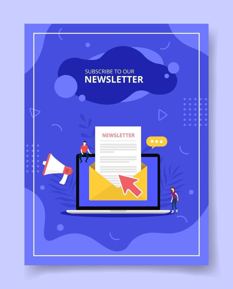 newsletter concept with email and laptop for template vector