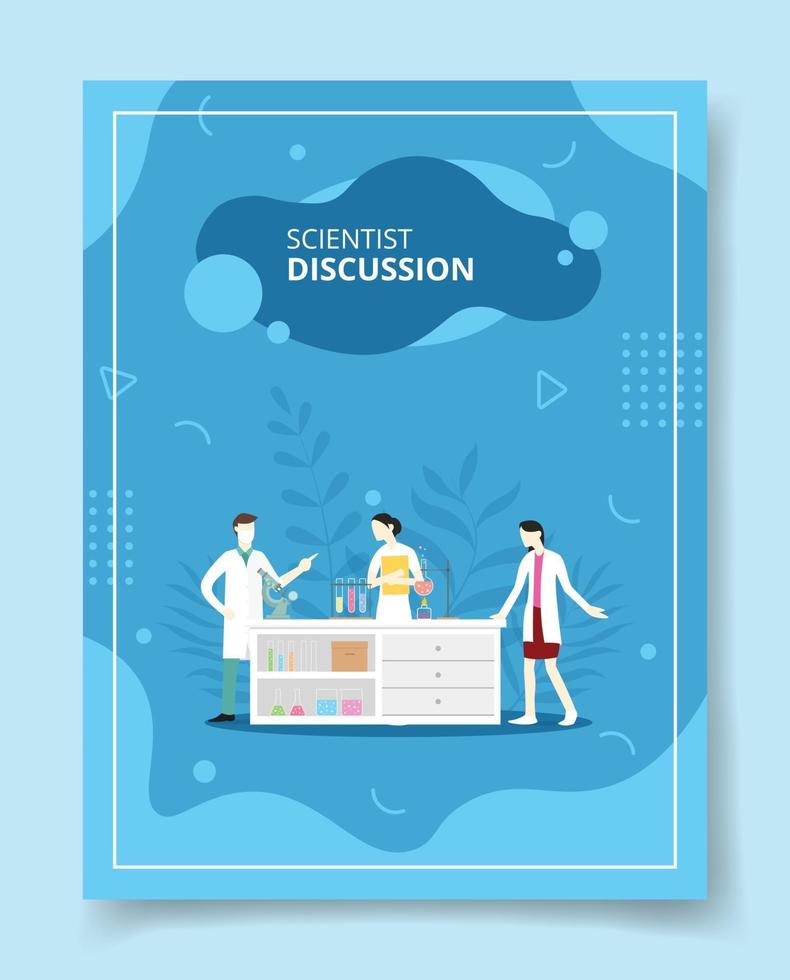 scientist discussion people standing behind desk laboratory vector
