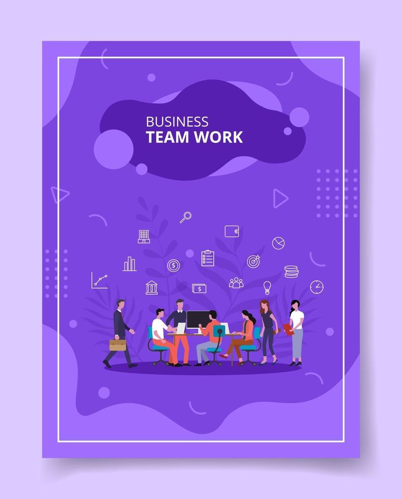 business team work people sitting on chair meeting discussion vector