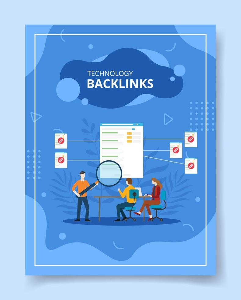 tecnología backlinks personas lupa documento de datos vector