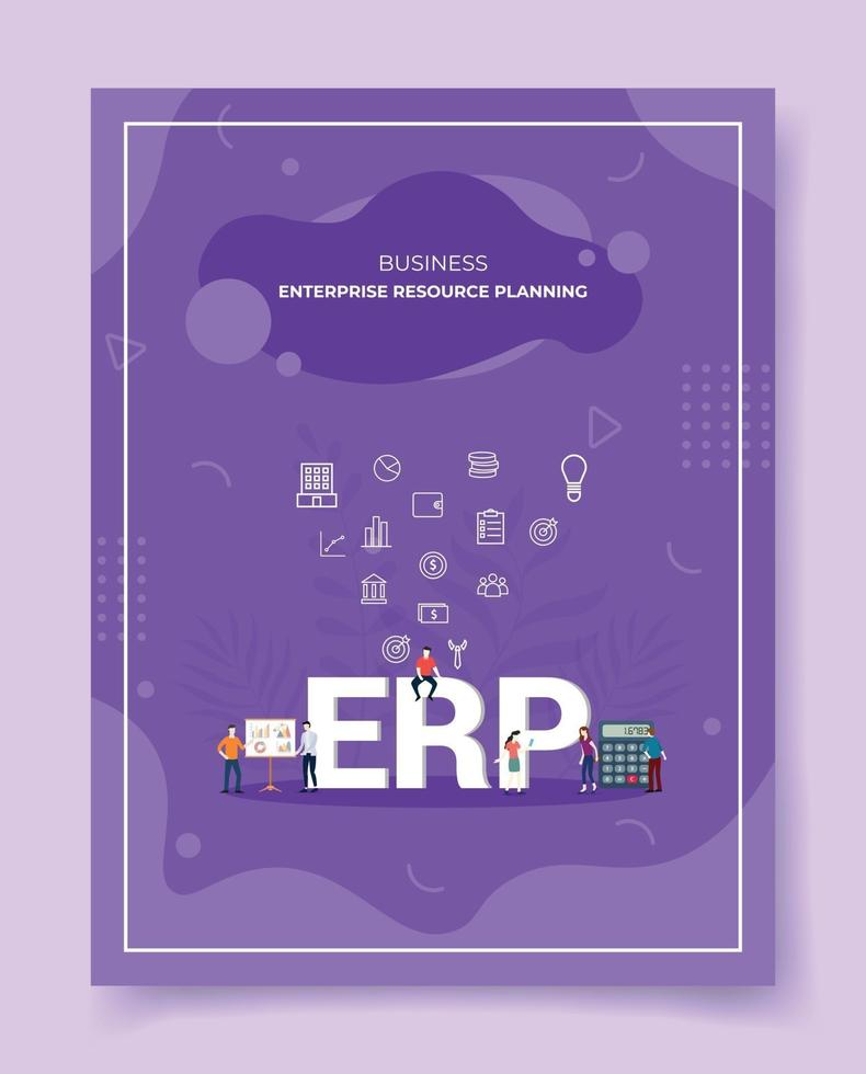 business enterprise resource planning erp template of banners, flyer vector