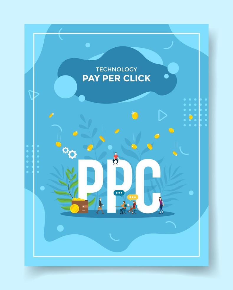 tecnología pago por clic personas alrededor de word ppc coin vector