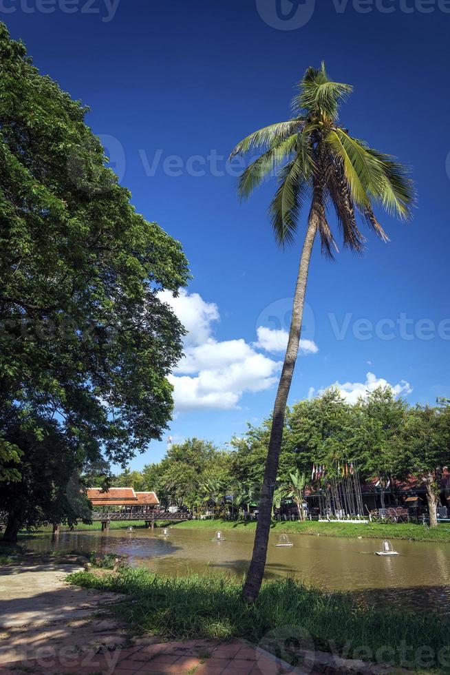 River in Central Siem Reap old town tourist area in Cambodia near Angkor Wat photo