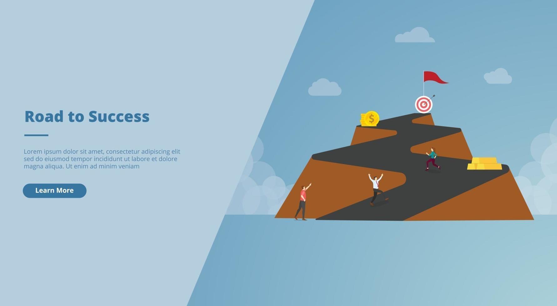 long road to success concept for website design template vector