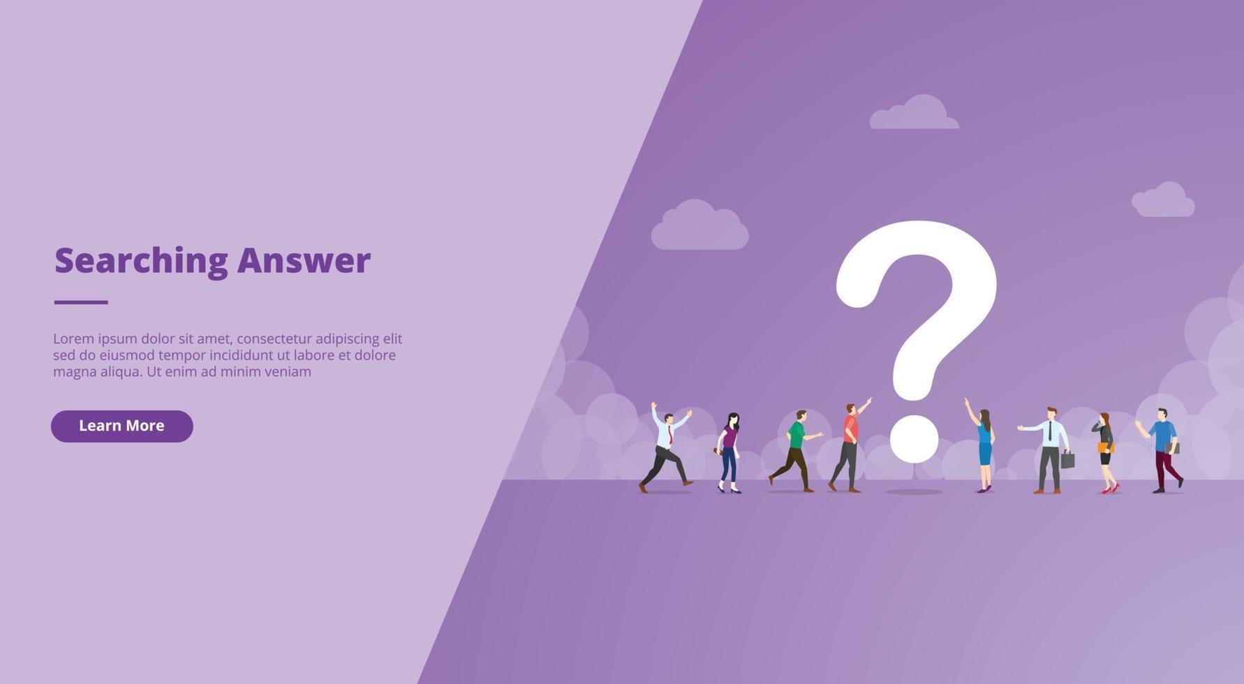 searching or search for answers concept for website design vector