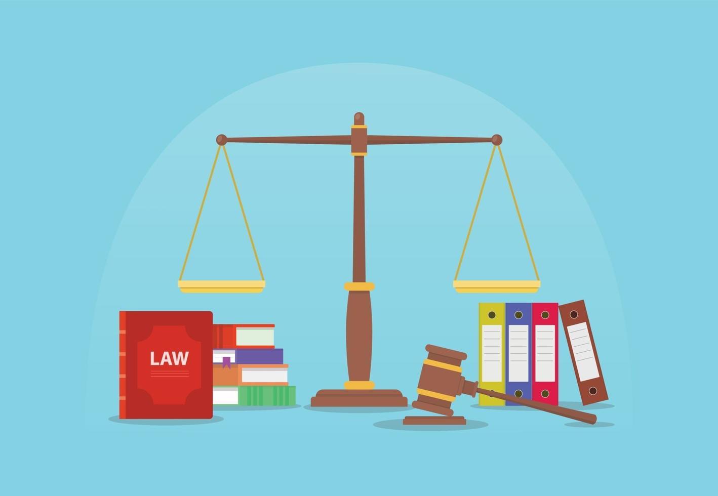 law and legal justice concept with scales and gavel judge vector