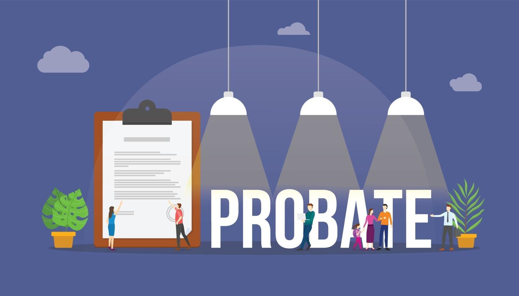 probate law concept with paper document and people vector