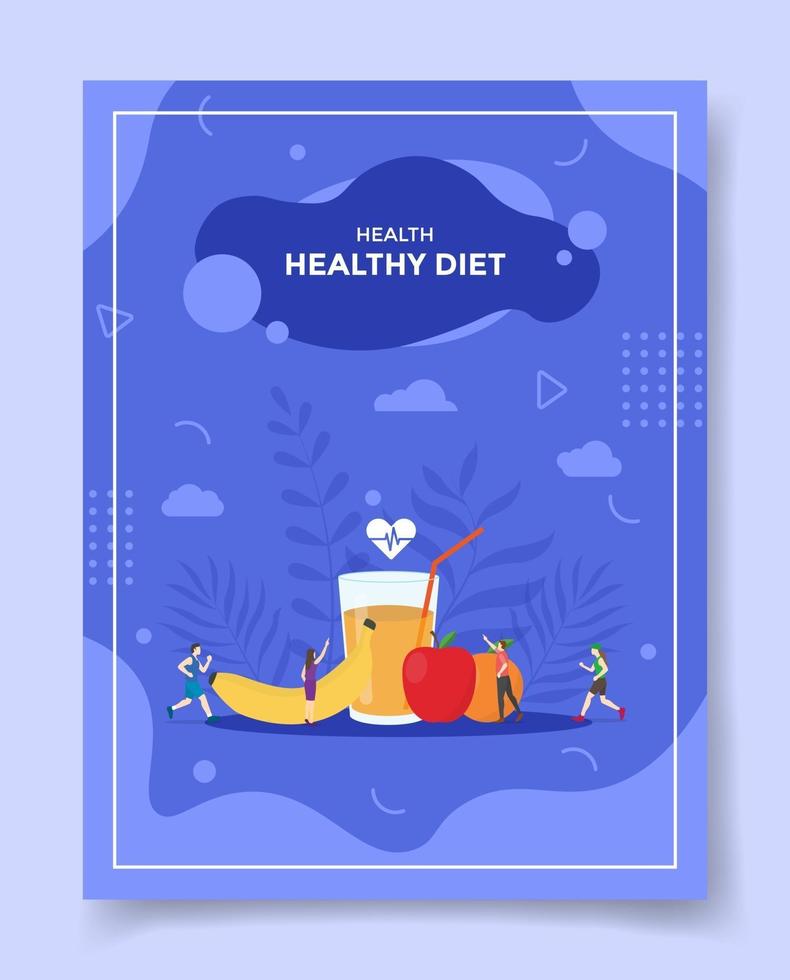 Dieta saludable para la plantilla de pancartas, folletos, portadas de libros, vector