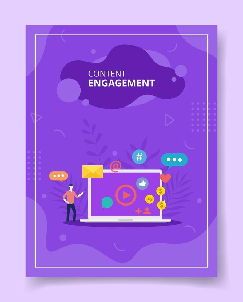 Content engagement man showing video feedback message vector