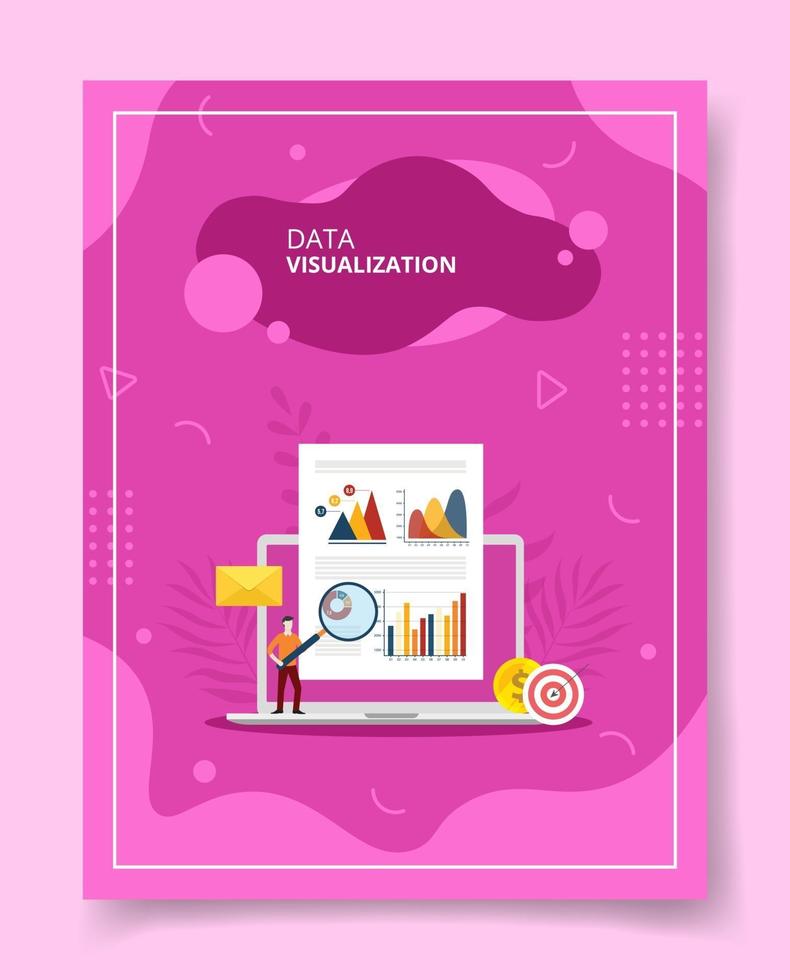 data visualization people standing on laptop chart for template vector