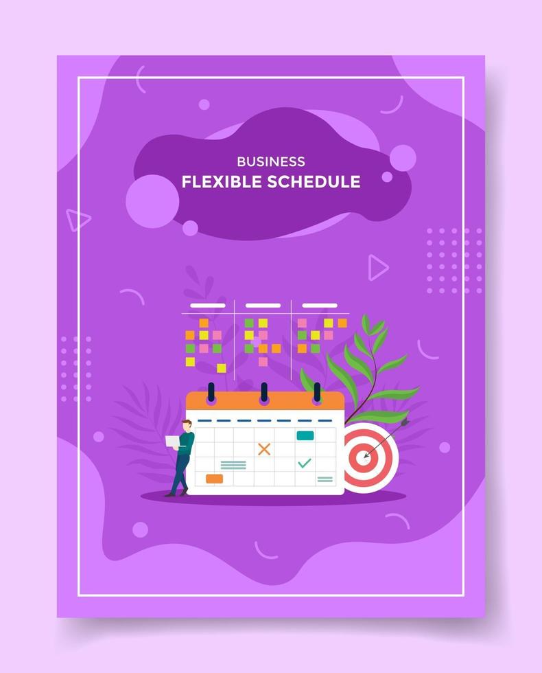 gestión flexible de horarios o calendarios para plantillas vector